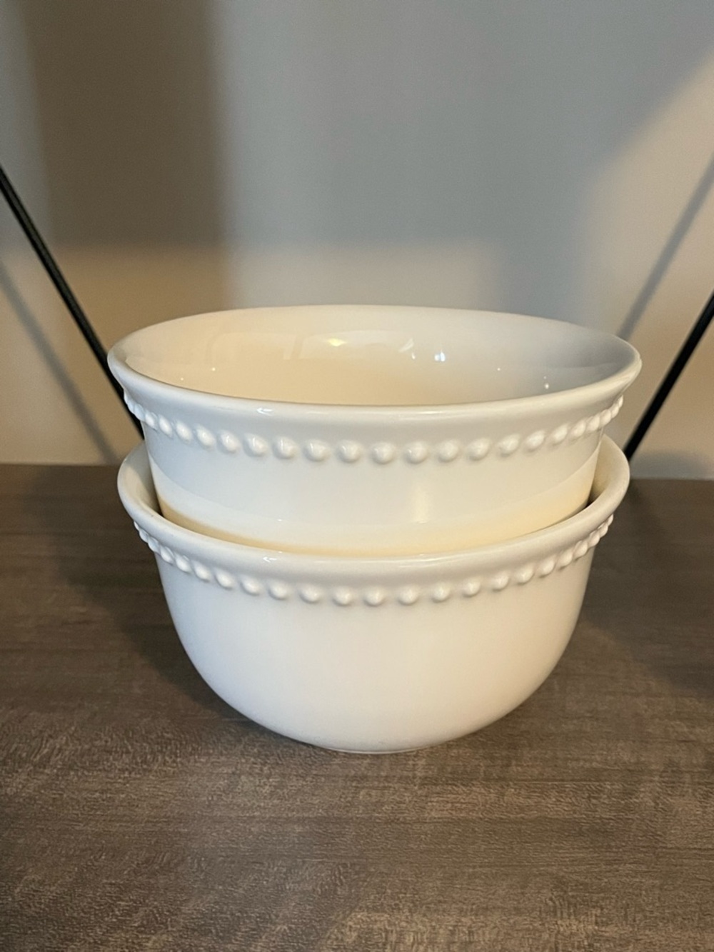TWO Pottery Barn “Emma” Beaded Soup / Cereal Bowls